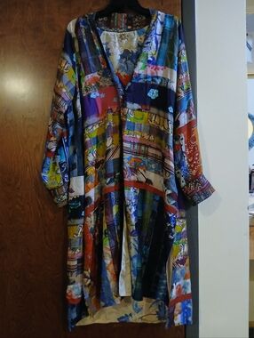 gorgous multi-coloured floral reversible silk duster